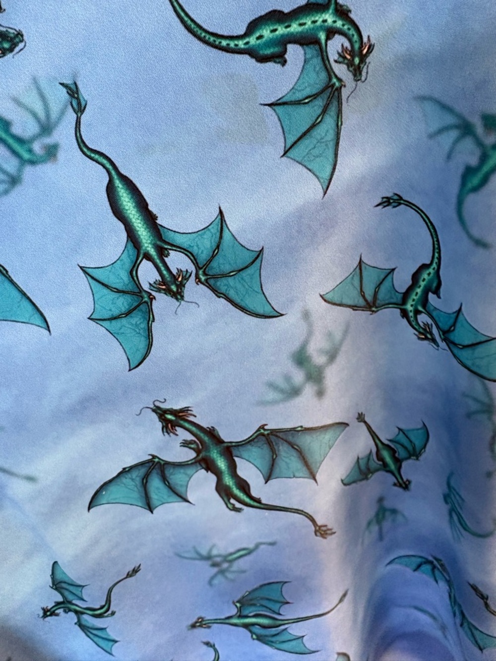 RARE | BlackMilk | Blue Ice Dragon Print Skater Dress | Pockets | Medium - Picture 10 of 11